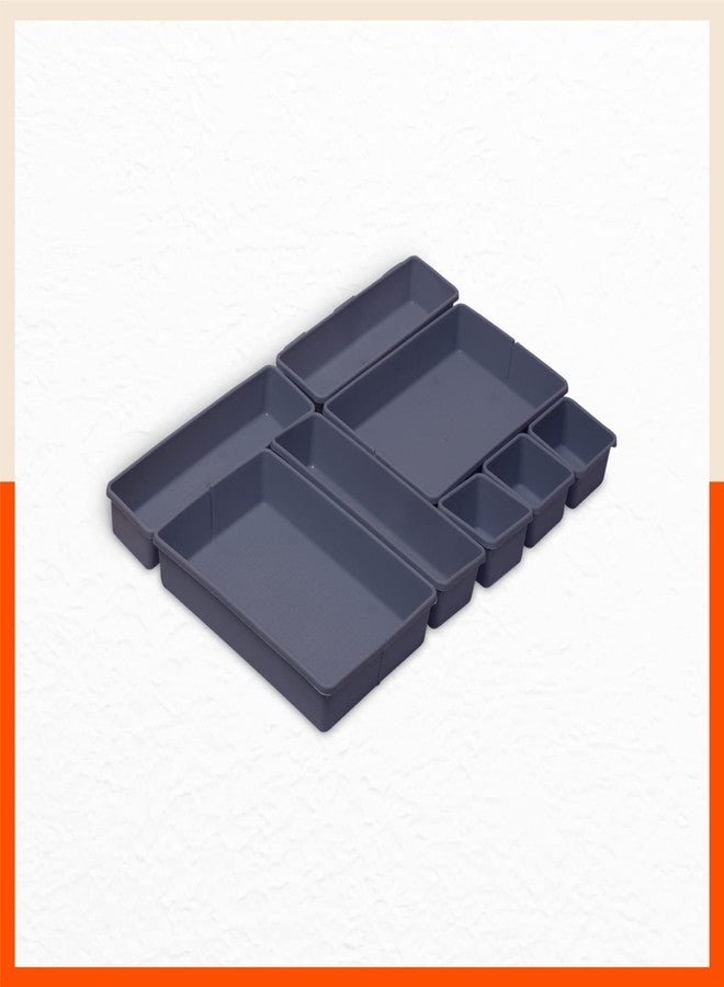 Bathla منظم تخزين باثلا - 8 قطع | منظم مطبخ | صينية تنظيم مكياج | منظم أدراج مكتب متشابك | فواصل أدراج بلاستيكية متعددة الأغراض | حامل أدوات مكتبية وأدوات مائدة | دخاني - Image 2